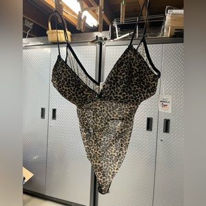 Mesh leopard bodysuit